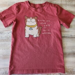 Life Is Good Cat Graphic T-Shirt Kids Medium